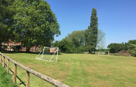 Playing field & football goals at Monnington House