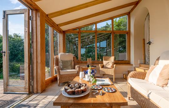 Taking tea in the garden room