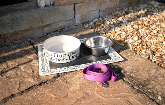 Dog bowls provided