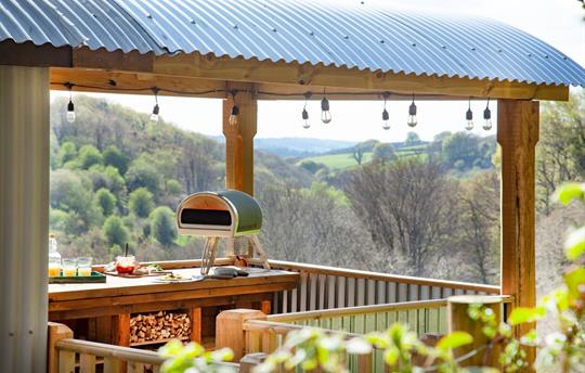 Outdoor cooking in the pizza oven