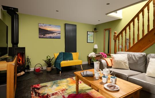 Barn Lounge with log burner and TV