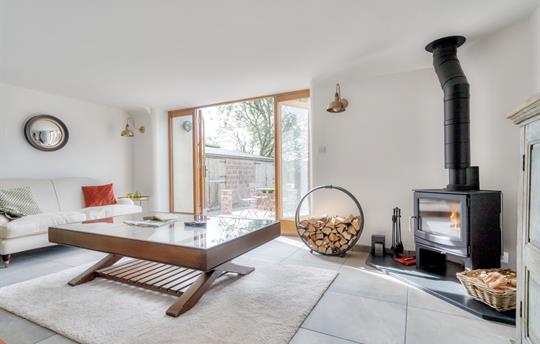 Living Room with wood burning stove