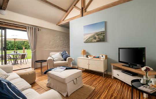 Open plan living space in Owl Cottage