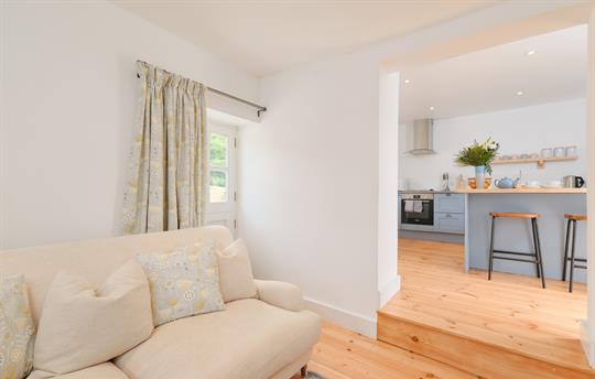 View from lounge into kitchen-diner