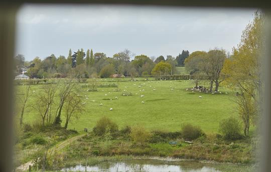 View from Top Cottage across the pond and fields