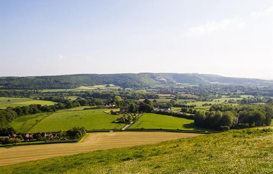 View from Hambledon Hill down to Chisel Barn