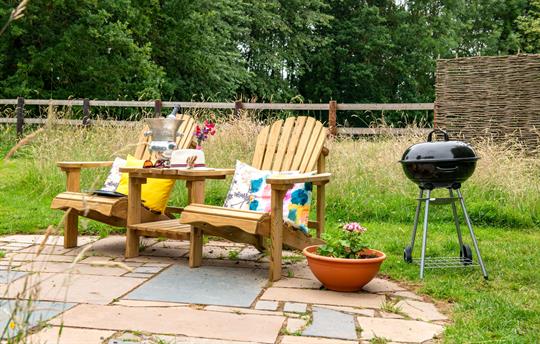 Solid wood garden furniture and BBQ