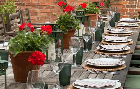 Sheltered outside dining area