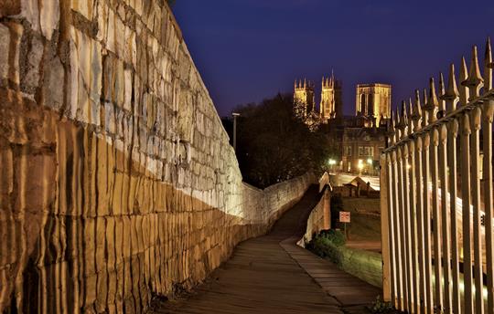 York City walls at night