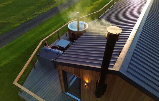 Wood burner and Hot tub fired up