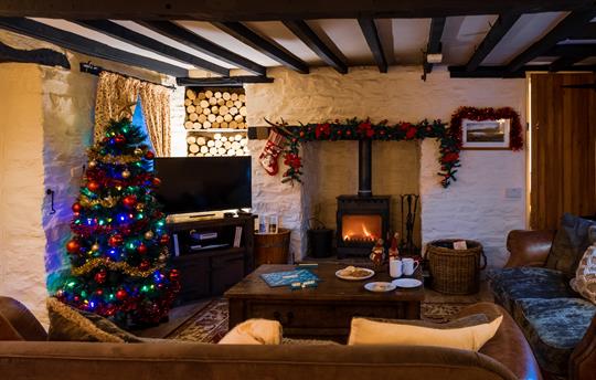 Cosy living room at Christmas time 