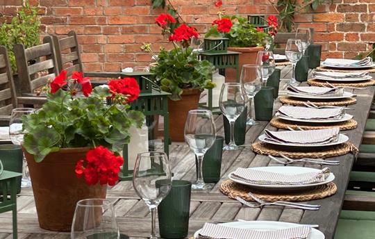 Sheltered outside dining area at Monnington House