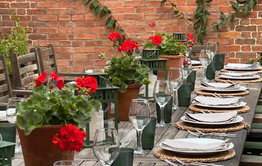 Sheltered outside dining area at Monnington House