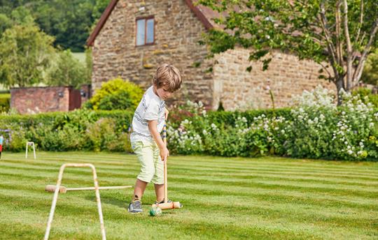Croquet lawn with equipment provided