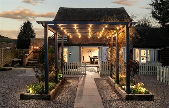 Stunning pergola lit up in the evenings