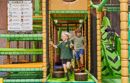 Large soft play area within games barn