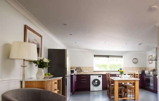 Huge living room with woodburning stove
