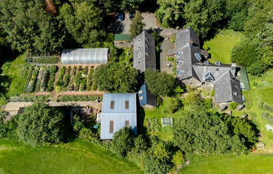 Ariel view of Gwanas Fawr Holiday Cottages