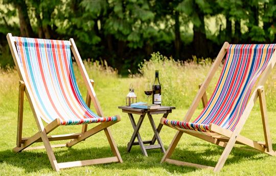 Deck chairs in the paddock at Gwanas Fawr