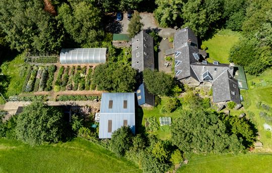 Ariel view of Gwanas Fawr Holiday Cottages