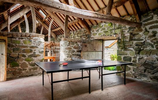 Table tennis in the Gwanas Fawr games barn
