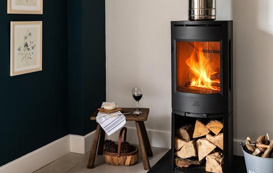 Lounge with woodburning stove