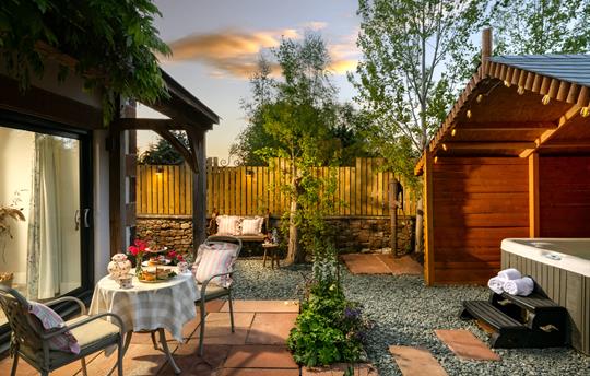 Patio and private hot tub
