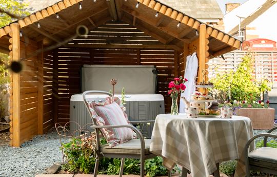 Country cottage garden with private hot tub