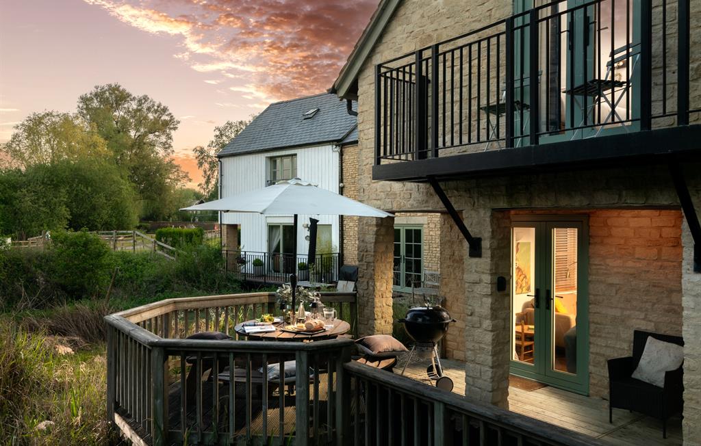 Enclosed sundeck at sunset