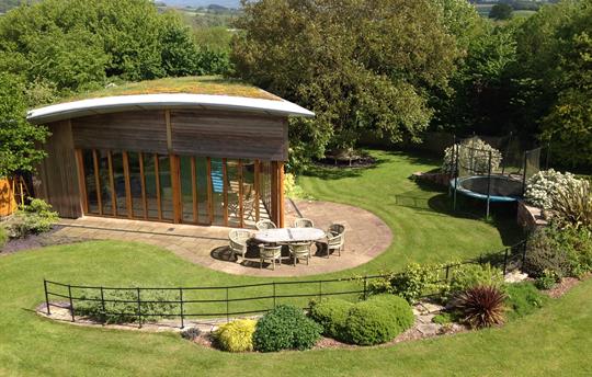 Spa Hall in the beautiful garden and trampoline.