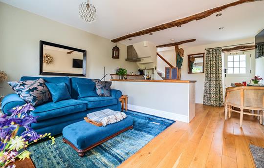 Sitting room with comfy sofa and deep pile rug