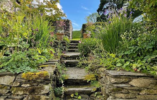 Steps behind the cottages