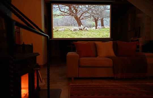 The Byre Projector and woodburner