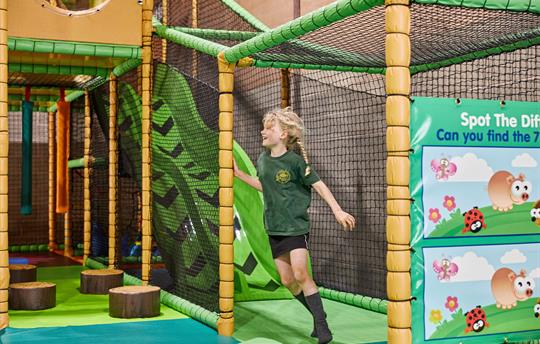 Large soft play area within games barn