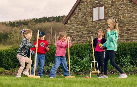 Croquet lawn with equipment provided