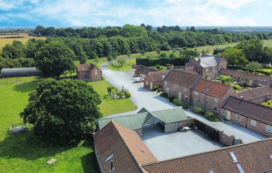Aerial view of all the cottages at Broadgate Farm