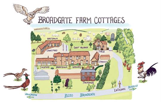Illustrated map of Broadgate Farm Cottages