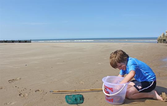 Crabbing on Overstrand beach