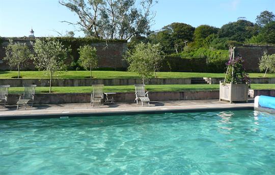 The outdoor ozone pool is heated