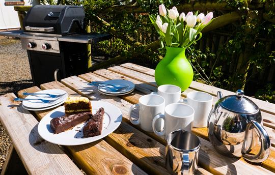 Cottages have outdoor BBQ dining