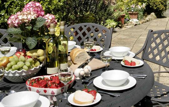 Enjoying afternoon tea on the patio
