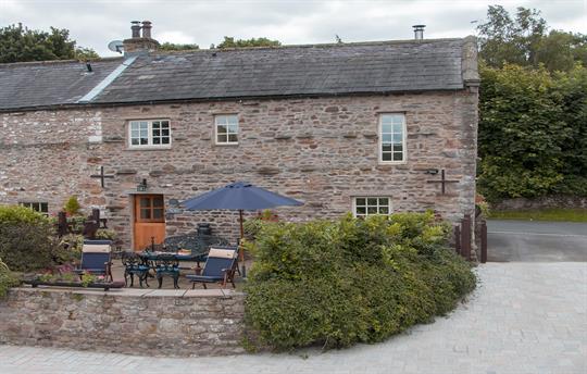 The Byre main entrance & rear patio