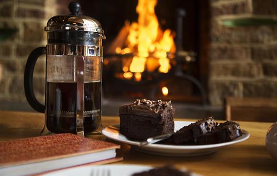 Complimentary cake and coffee